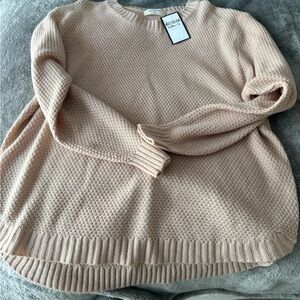 Zenana Outfitters Textured Knit Sweater in Soft Beige XL